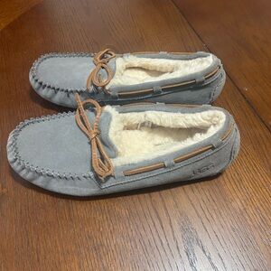 UGG Women's Gray Moccasins with Tan Accents